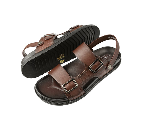 Sandale casual, barbati, MELS OB10555, maro, piele naturala